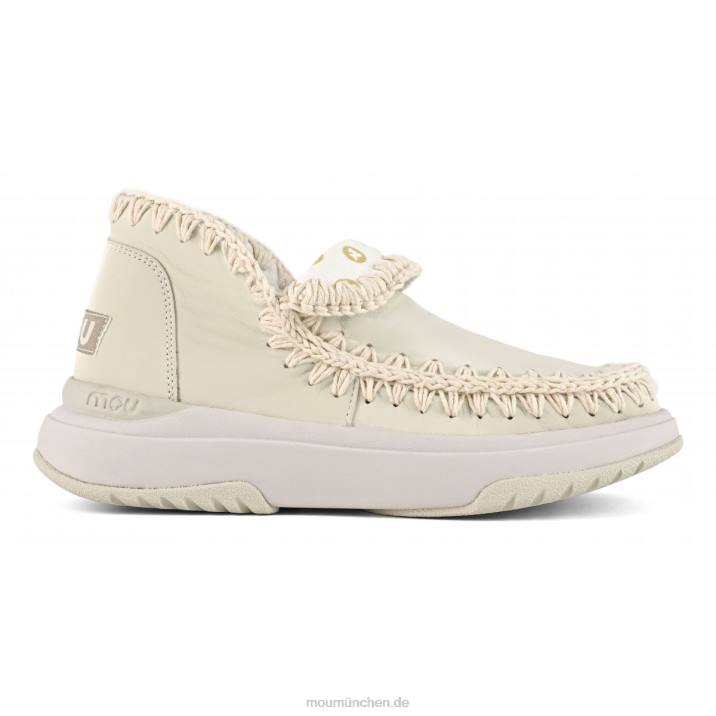 Jogger aus glattem Leder Frauen 0V6X105 Kreide Mou