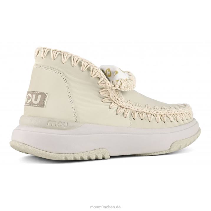 Jogger aus glattem Leder Frauen 0V6X105 Kreide Mou