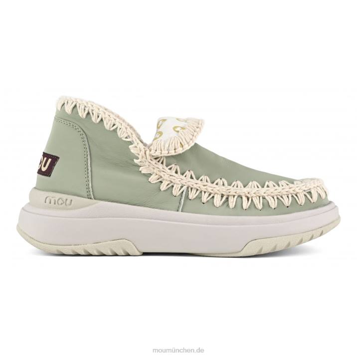 Jogger aus glattem Leder Frauen 0V6X106 Sommersalbei Mou