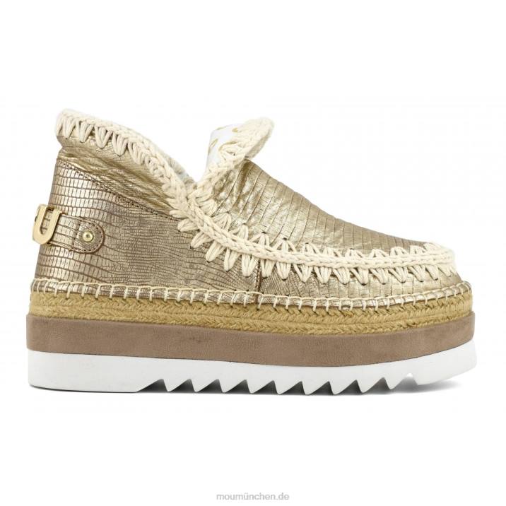 Eskimo-Jute-Spezialleder Frauen 0V6X214 metallisches Eidechsengold Mou