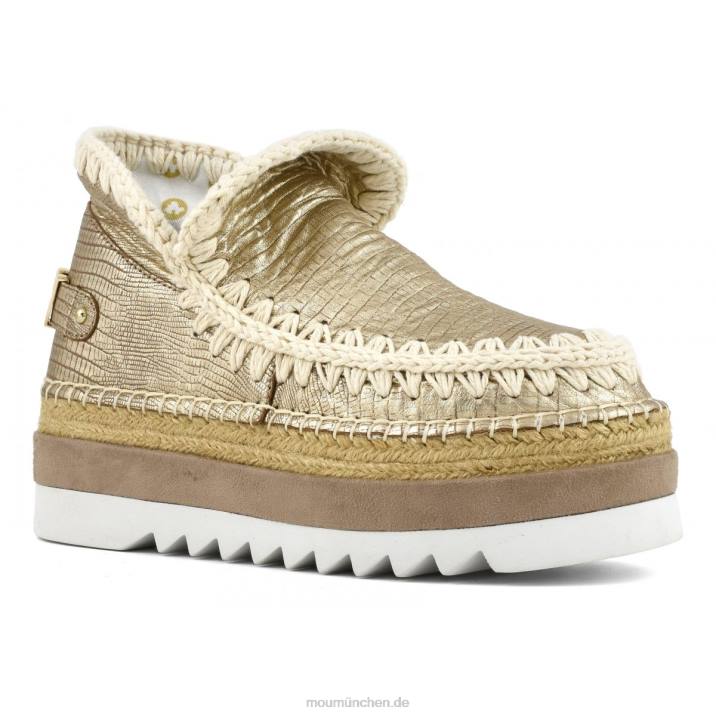 Eskimo-Jute-Spezialleder Frauen 0V6X214 metallisches Eidechsengold Mou