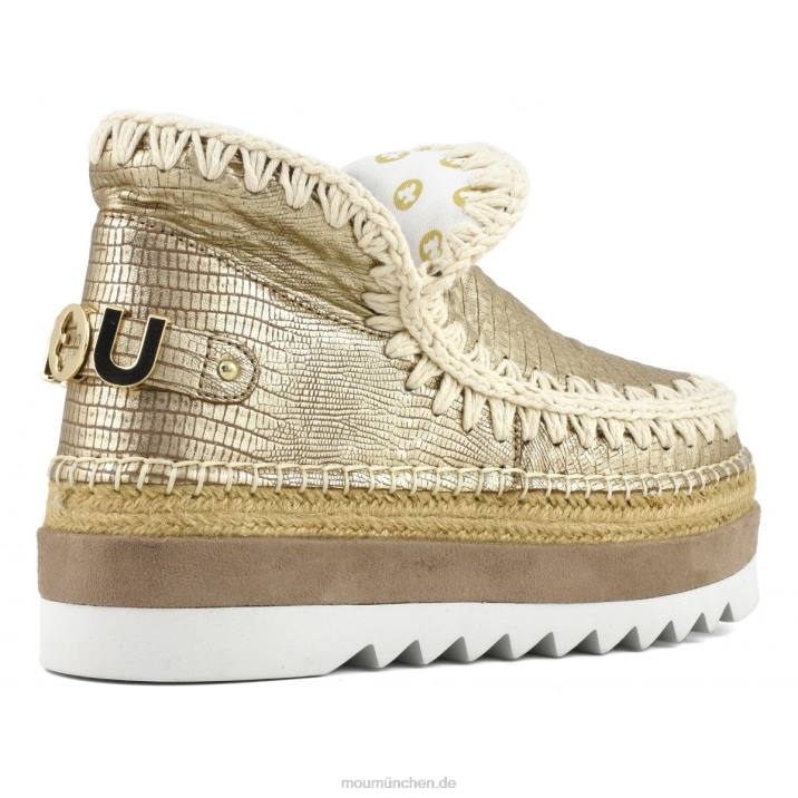 Eskimo-Jute-Spezialleder Frauen 0V6X214 metallisches Eidechsengold Mou