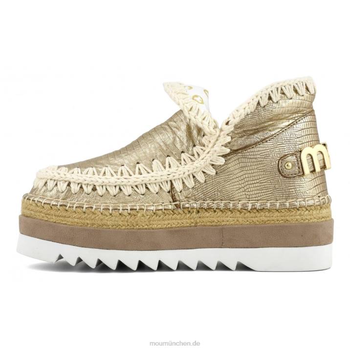 Eskimo-Jute-Spezialleder Frauen 0V6X214 metallisches Eidechsengold Mou
