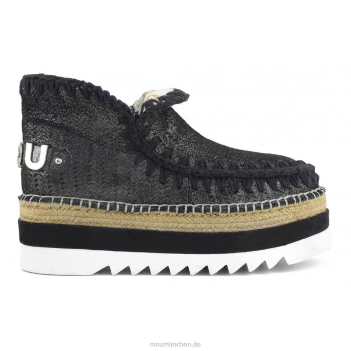 Eskimo-Jute mit perforiertem Mikroglitter Frauen 0V6X215 Mikroglitter schwarz Mou