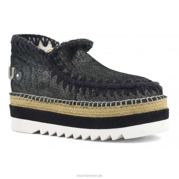 Eskimo-Jute mit perforiertem Mikroglitter Frauen 0V6X215 Mikroglitter schwarz Mou