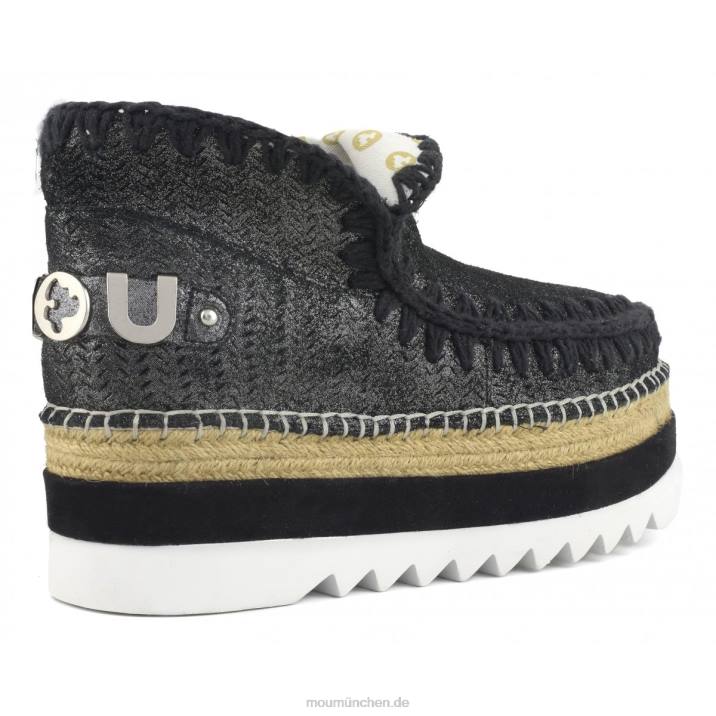 Eskimo-Jute mit perforiertem Mikroglitter Frauen 0V6X215 Mikroglitter schwarz Mou