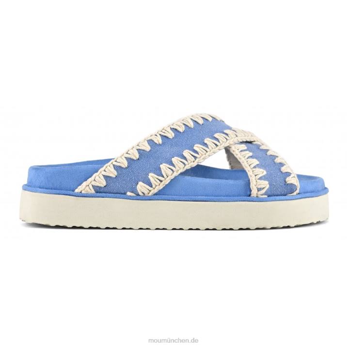Bio-Sandale überkreuzt Frauen 0V6X182 blau Mou