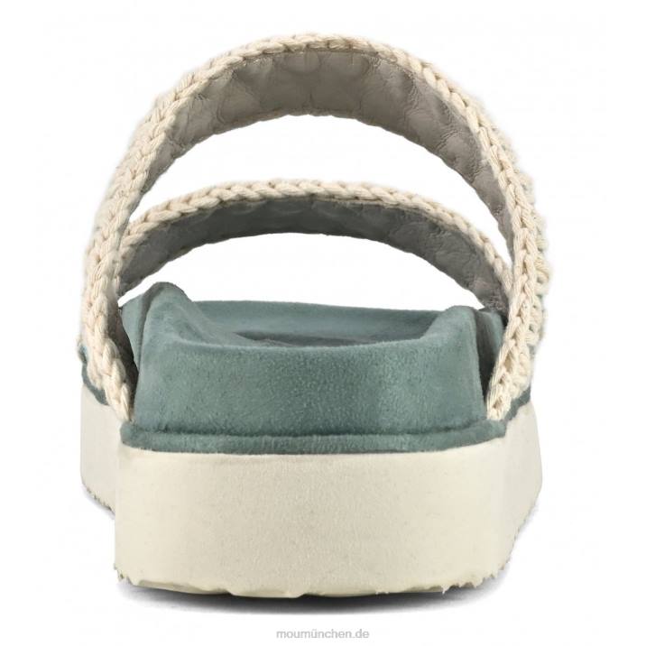 Bio-Sandale mit zwei Riemen Frauen 0V6X179 grüne Mischung Mou