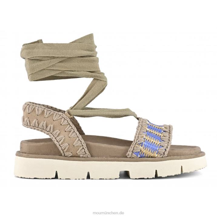 Bio-Sandale zum Schnüren Frauen 0V6X163 Azul-Mischung Mou