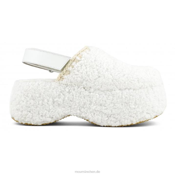 Klobiger Plateau-Slingback aus Sherpa-Fell Frauen 0V6X144 Weiss Mou