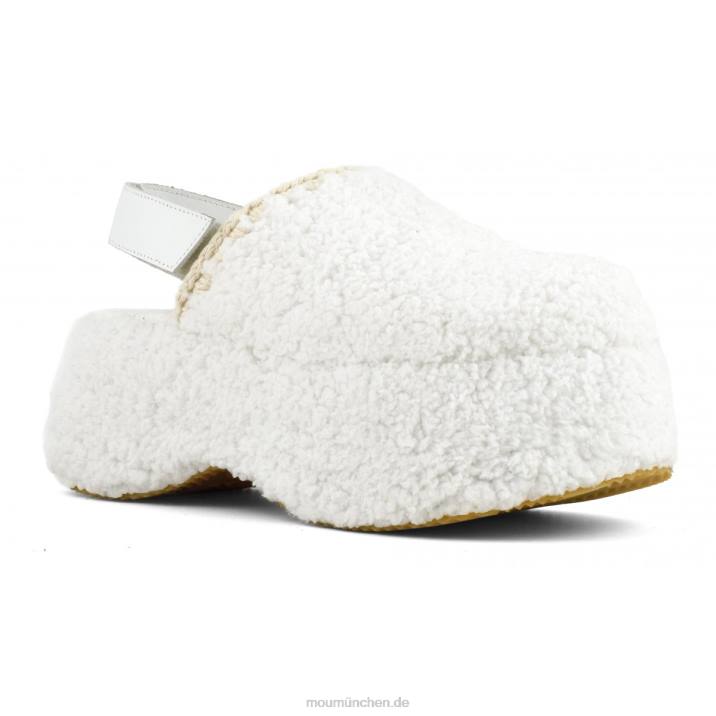 Klobiger Plateau-Slingback aus Sherpa-Fell Frauen 0V6X144 Weiss Mou