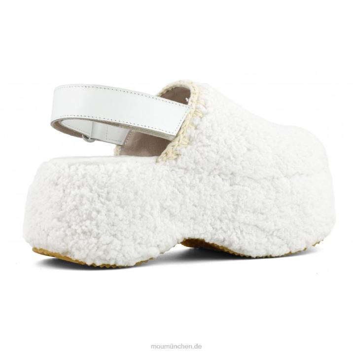 Klobiger Plateau-Slingback aus Sherpa-Fell Frauen 0V6X144 Weiss Mou