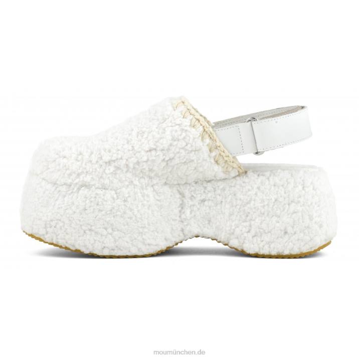 Klobiger Plateau-Slingback aus Sherpa-Fell Frauen 0V6X144 Weiss Mou