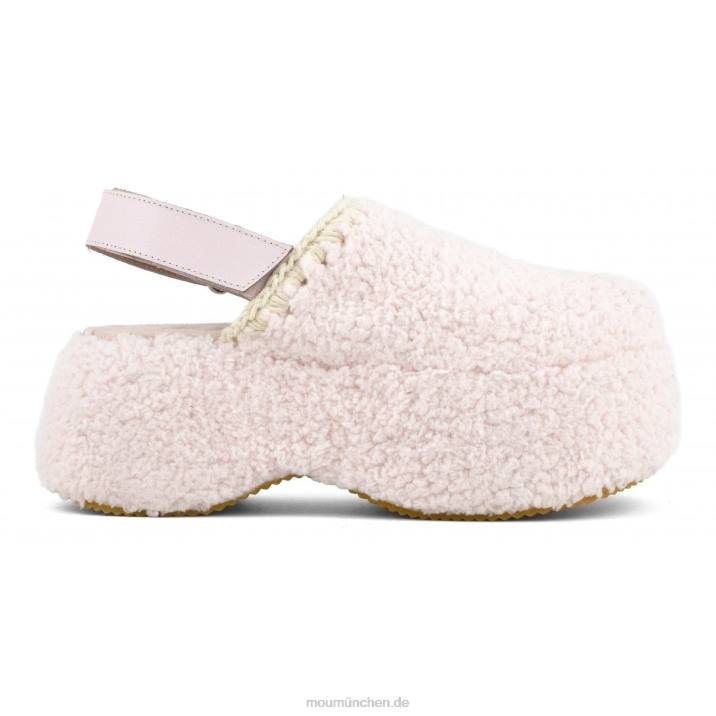 Klobiger Plateau-Slingback aus Sherpa-Fell Frauen 0V6X145 Rosa Mou