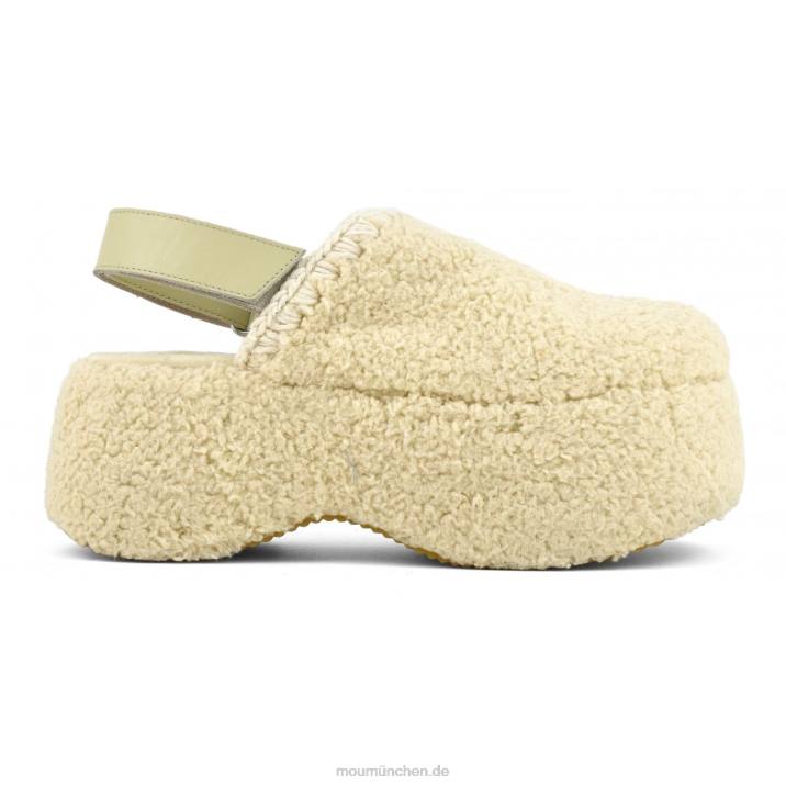 Klobiger Plateau-Slingback aus Sherpa-Fell Frauen 0V6X146 Beige Mou