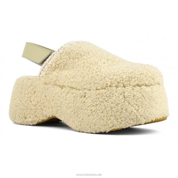 Klobiger Plateau-Slingback aus Sherpa-Fell Frauen 0V6X146 Beige Mou