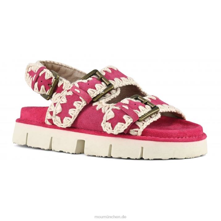 Neue Bio mit Schnallen und Rückengurt Frauen 0V6X116 Fuchsie Mou