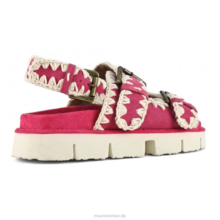 Neue Bio mit Schnallen und Rückengurt Frauen 0V6X116 Fuchsie Mou