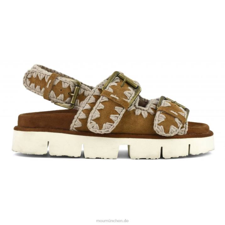 Neue Bio mit Schnallen und Rückengurt Frauen 0V6X117 Cognac Mou