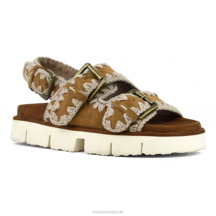 Neue Bio mit Schnallen und Rückengurt Frauen 0V6X117 Cognac Mou