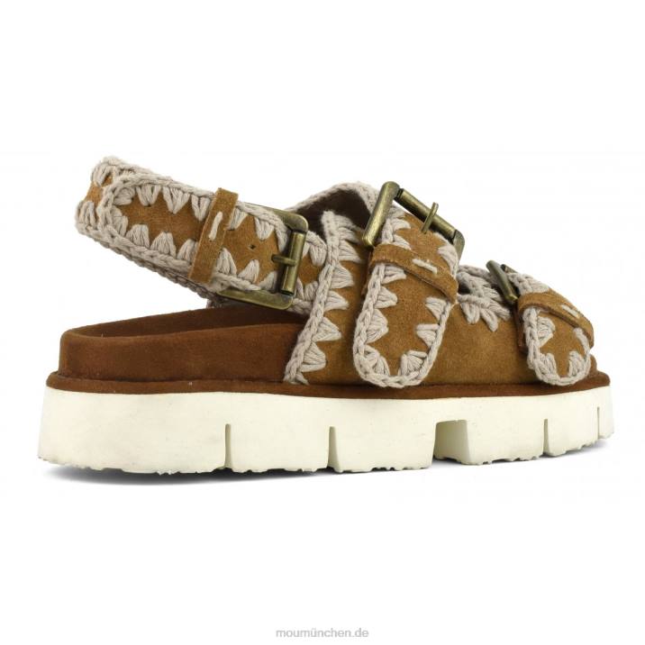 Neue Bio mit Schnallen und Rückengurt Frauen 0V6X117 Cognac Mou