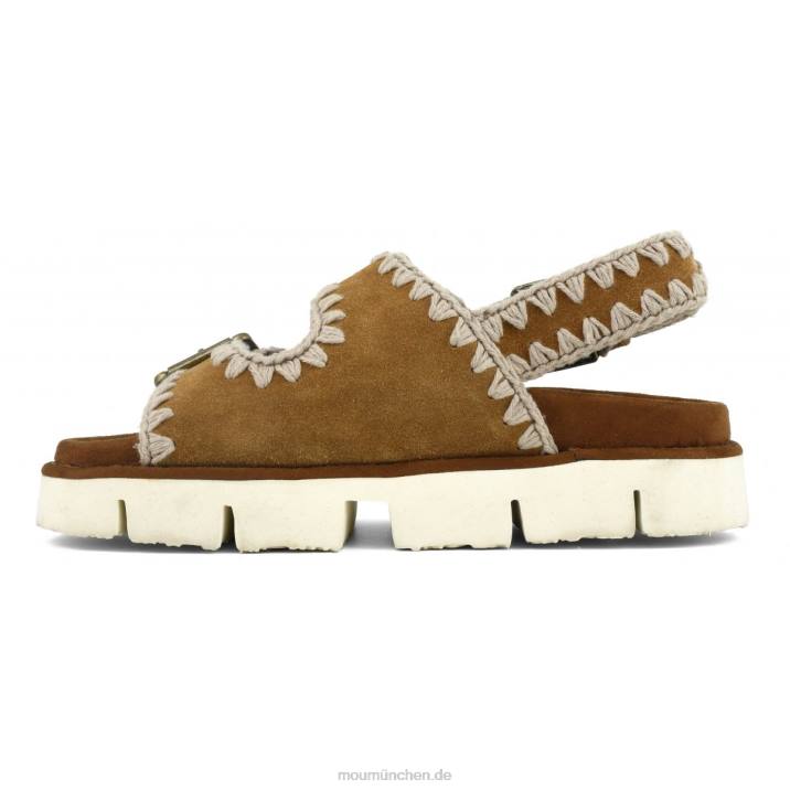 Neue Bio mit Schnallen und Rückengurt Frauen 0V6X117 Cognac Mou