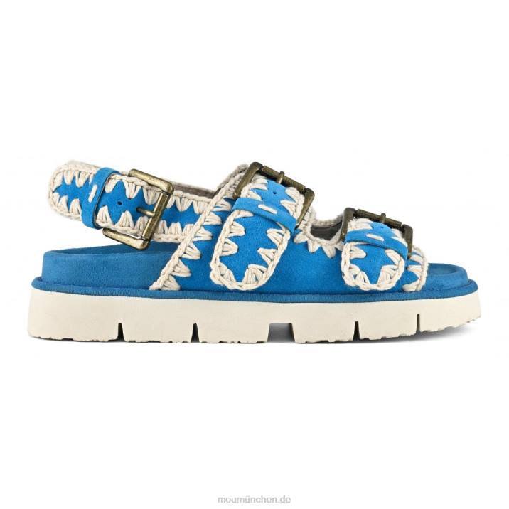 Neue Bio mit Schnallen und Rückengurt Frauen 0V6X119 türkisfarbenes Wildleder Mou