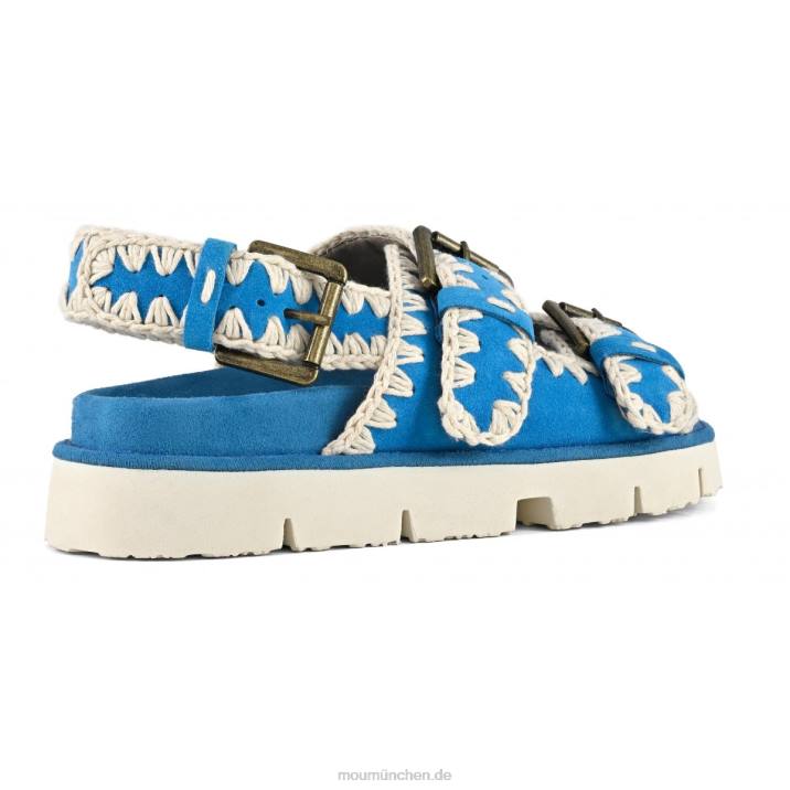 Neue Bio mit Schnallen und Rückengurt Frauen 0V6X119 türkisfarbenes Wildleder Mou