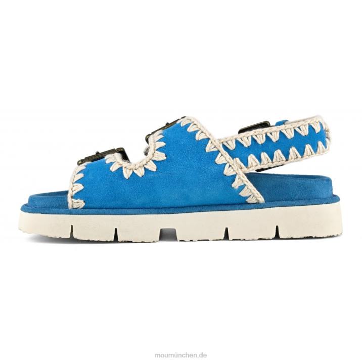 Neue Bio mit Schnallen und Rückengurt Frauen 0V6X119 türkisfarbenes Wildleder Mou