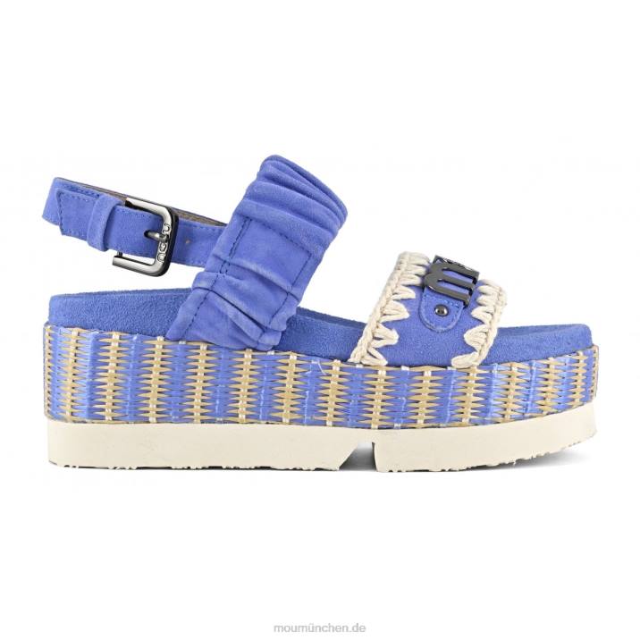 Obermaterial aus japanischem Zweiband-Wildleder und Bast Frauen 0V6X189 blau Mou