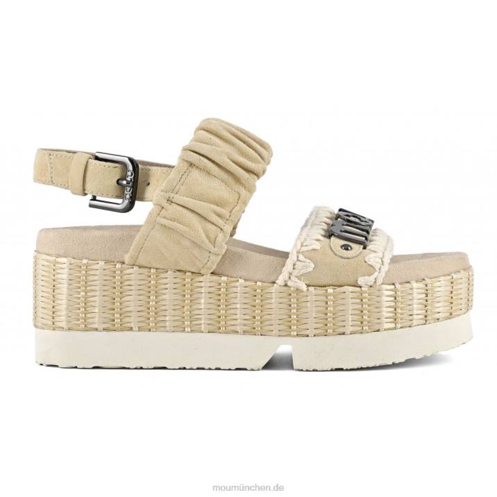 Obermaterial aus japanischem Zweiband-Wildleder und Bast Frauen 0V6X190 Weizen Mou