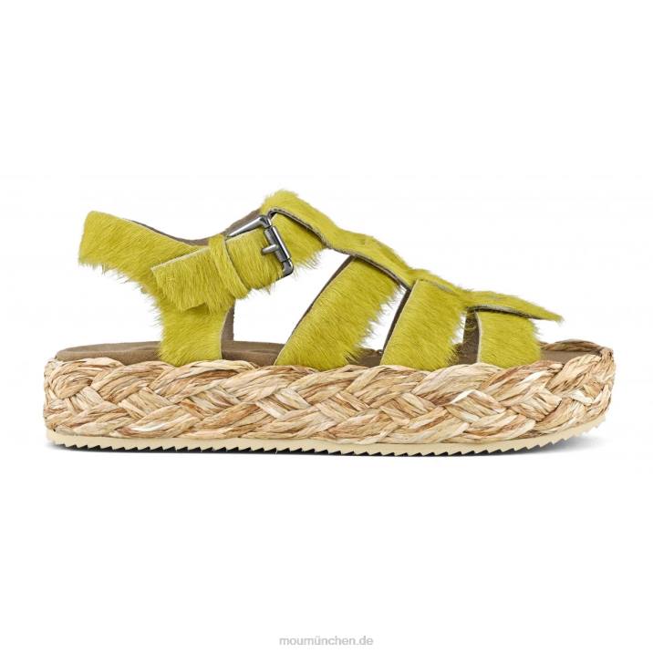 Sandale aus Bastgeflecht Frauen 0V6X126 Langhaarpony Limette Mou