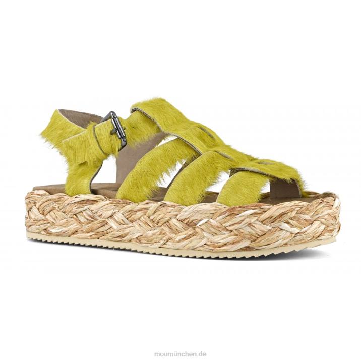Sandale aus Bastgeflecht Frauen 0V6X126 Langhaarpony Limette Mou