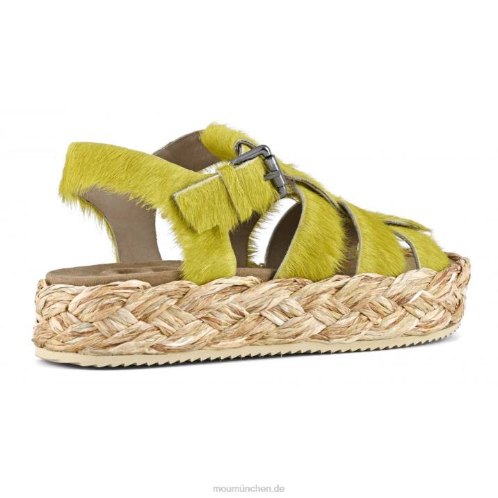 Sandale aus Bastgeflecht Frauen 0V6X126 Langhaarpony Limette Mou