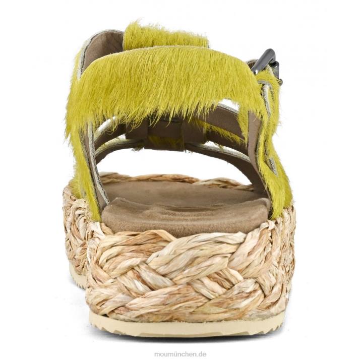 Sandale aus Bastgeflecht Frauen 0V6X126 Langhaarpony Limette Mou