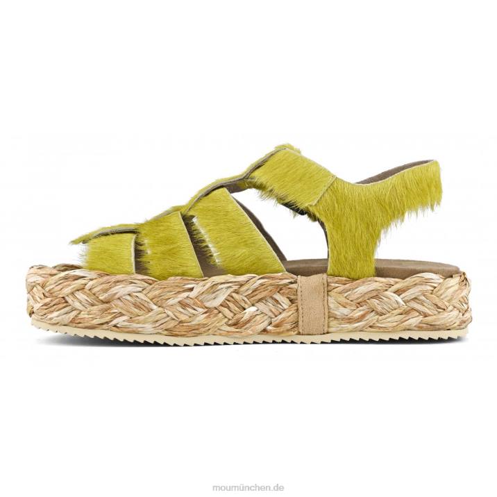 Sandale aus Bastgeflecht Frauen 0V6X126 Langhaarpony Limette Mou