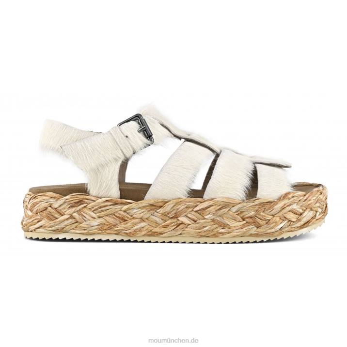Sandale aus Bastgeflecht Frauen 0V6X127 Langhaar-Pony-Kreide Mou