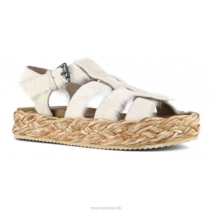 Sandale aus Bastgeflecht Frauen 0V6X127 Langhaar-Pony-Kreide Mou