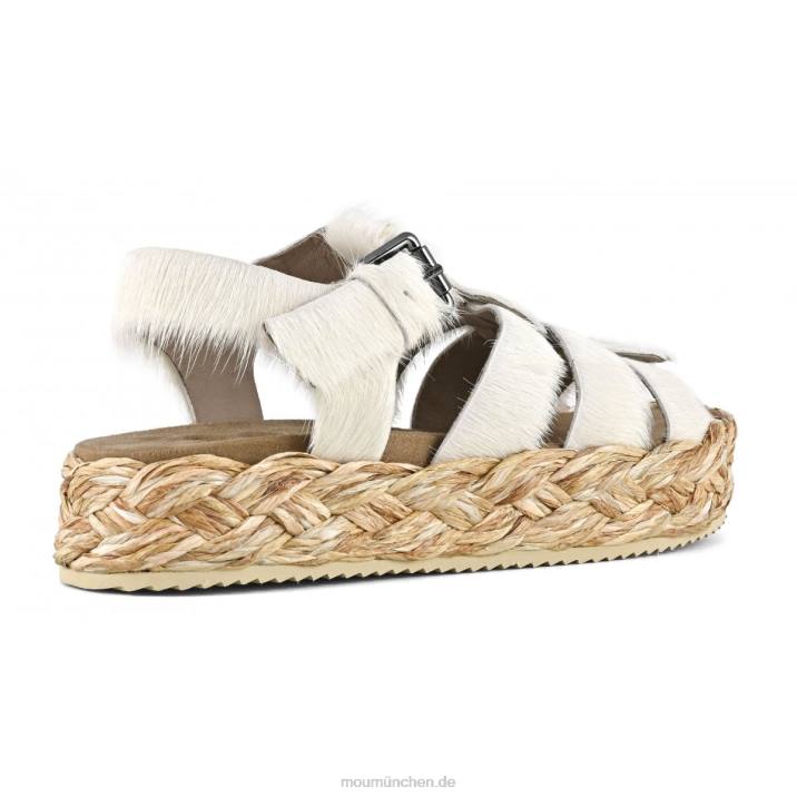 Sandale aus Bastgeflecht Frauen 0V6X127 Langhaar-Pony-Kreide Mou