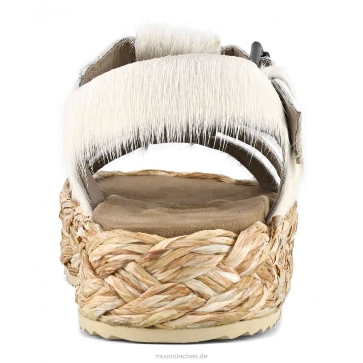 Sandale aus Bastgeflecht Frauen 0V6X127 Langhaar-Pony-Kreide Mou