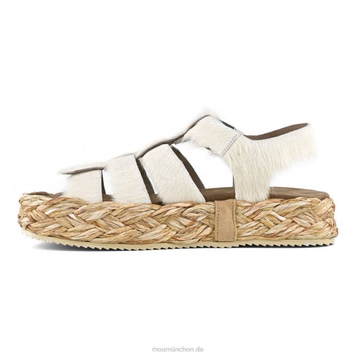 Sandale aus Bastgeflecht Frauen 0V6X127 Langhaar-Pony-Kreide Mou