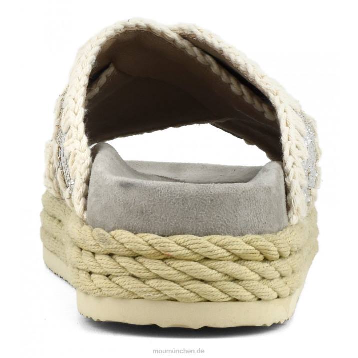 Seil-Bio-Sandale überkreuzt Frauen 0V6X130 schneidet metallisches Silber Mou