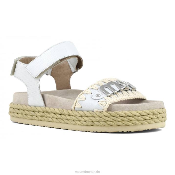 Seil-Bio-Sandalenriemen Frauen 0V6X136 Eidechse weiß Mou
