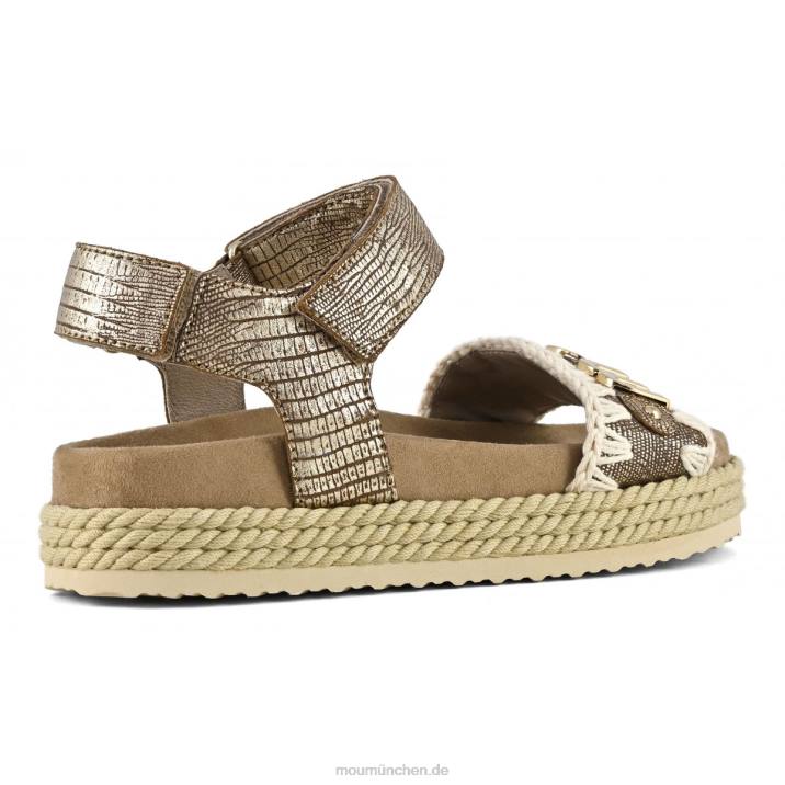 Seil-Bio-Sandalenriemen Frauen 0V6X137 metallisches Eidechsengold Mou