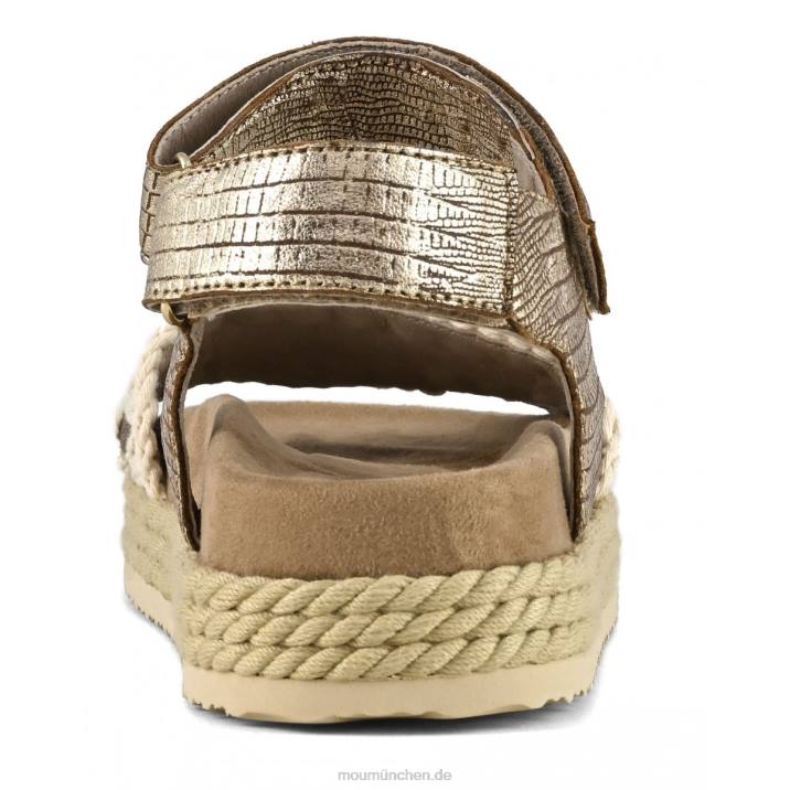 Seil-Bio-Sandalenriemen Frauen 0V6X137 metallisches Eidechsengold Mou