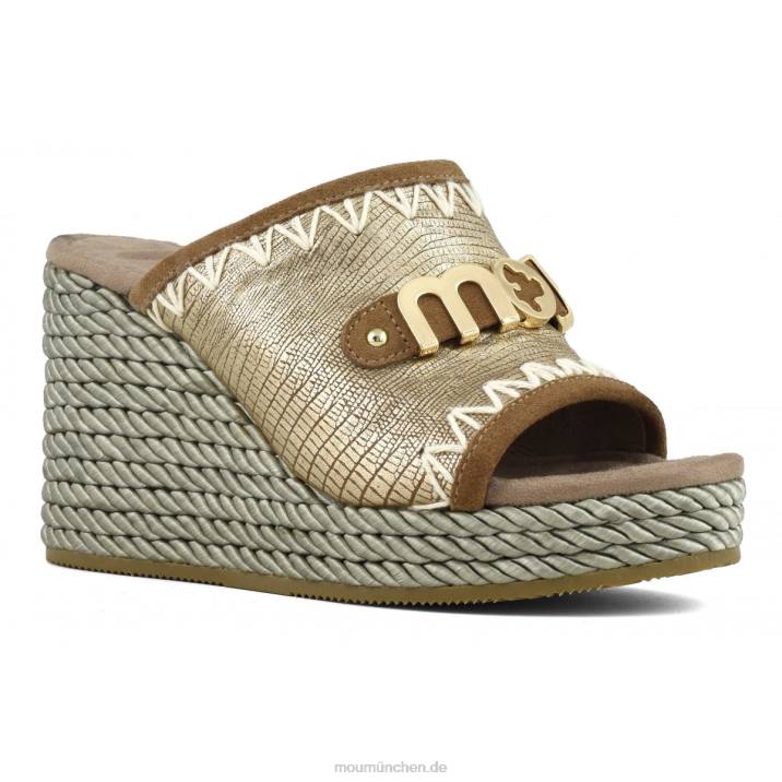 Seilkeil Frauen 0V6X208 metallisches Eidechsengold Mou