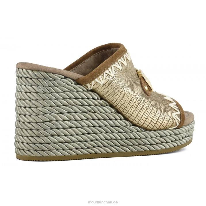 Seilkeil Frauen 0V6X208 metallisches Eidechsengold Mou