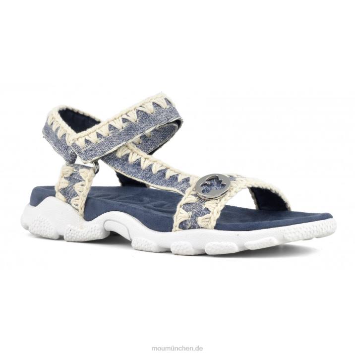 Sport-Sandalen-Rückenriemen Frauen 0V6X201 Leder gewaschener Denim Mou