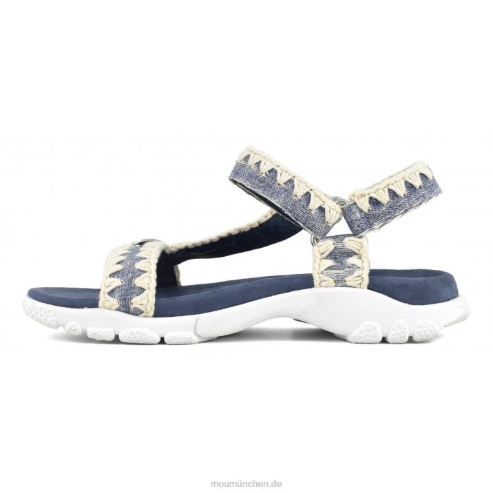 Sport-Sandalen-Rückenriemen Frauen 0V6X201 Leder gewaschener Denim Mou