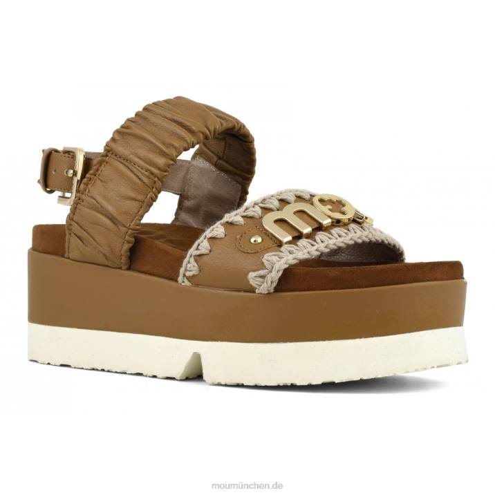 japanisches Obermaterial mit zwei Bändern Frauen 0V6X187 Cognac Mou